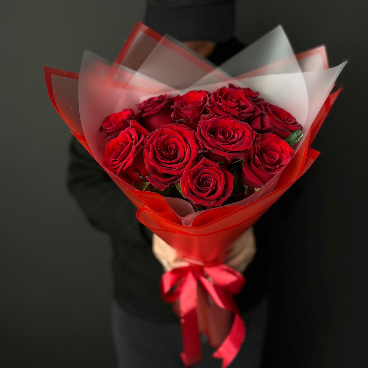 Красные эквадорские розы 40 см