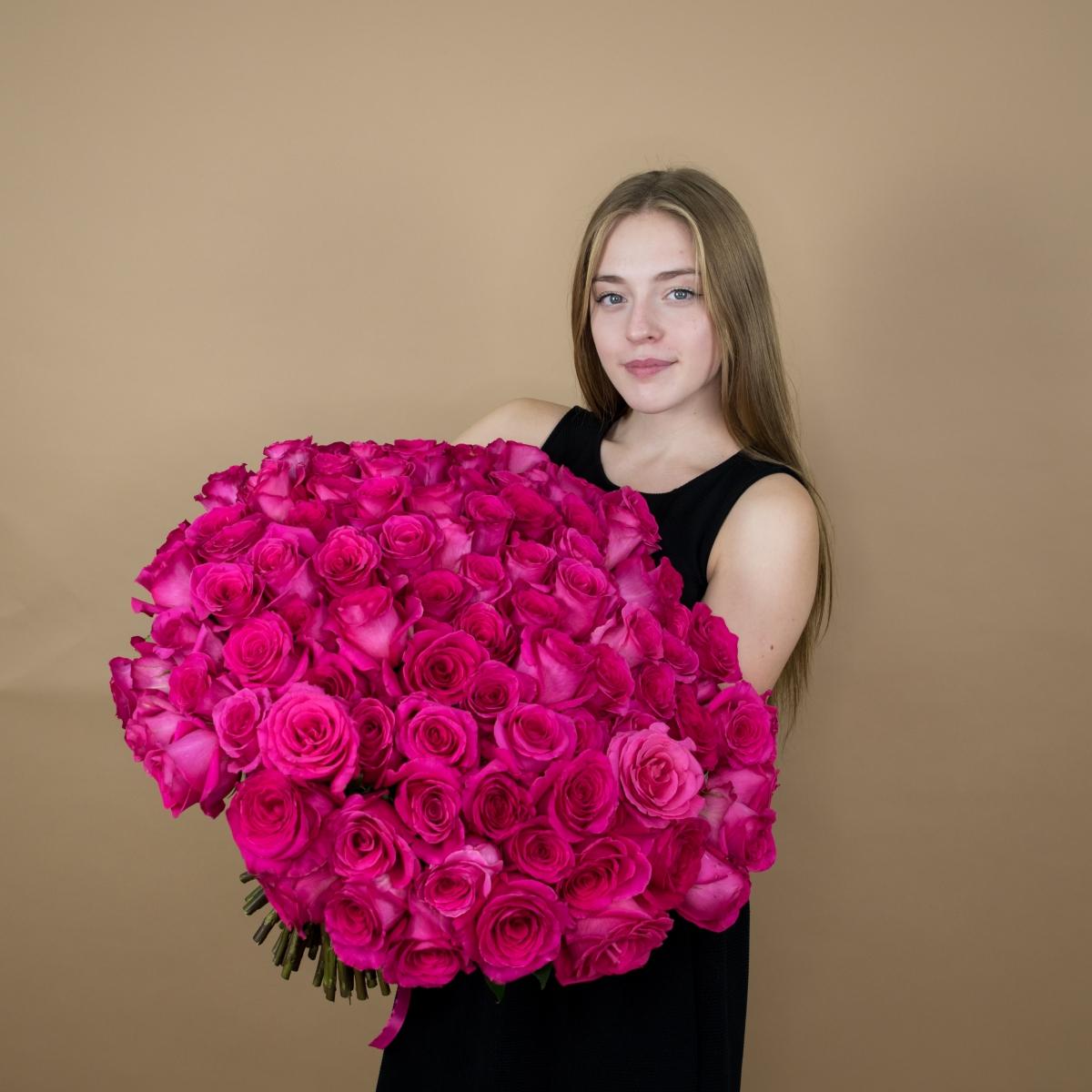 Букет из розовых роз 75 шт. (40 см) код товара  2156