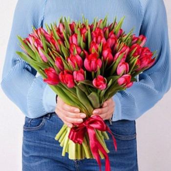 Тюльпаны красные 51 шт артикул букета: 3484